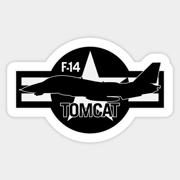 F-14 Tomcat Military Fighter Jet Aircraft Silhouette with Roundel Sticker by hobrath